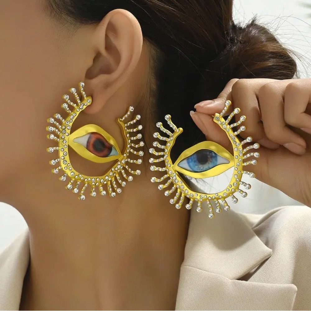 Schiaparelli inspired Evil eye Statement piece earrings